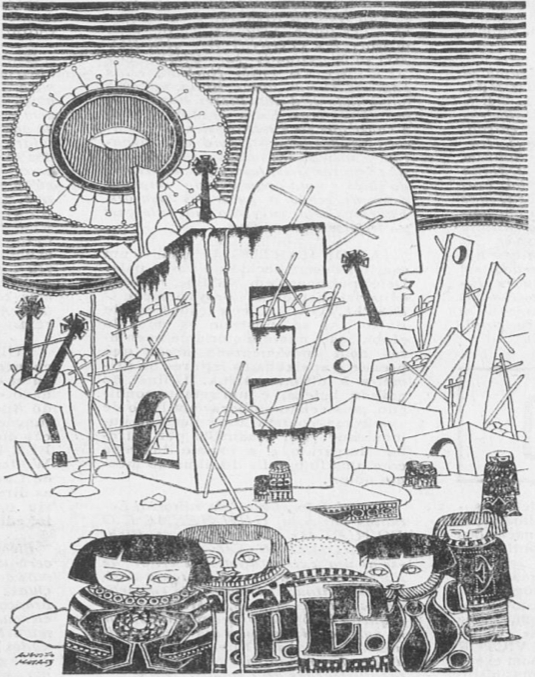 I Encontro (desenho de Augusto Mota. Independência Literária, n.º 26, Novembro 1963